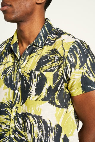 Men's Foliage Print Shirt & Shorts Set