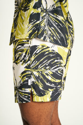 Men's Foliage Print Shirt & Shorts Set