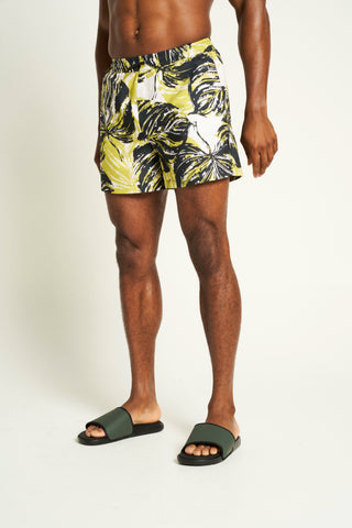 Men's Foliage Print Shirt & Shorts Set