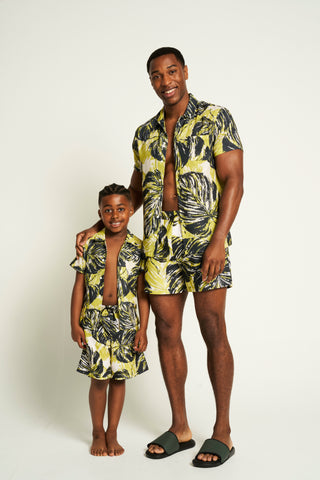Boys Foliage Print Shirt & Shorts Set