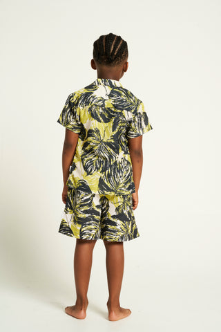 Boys Foliage Print Shirt & Shorts Set